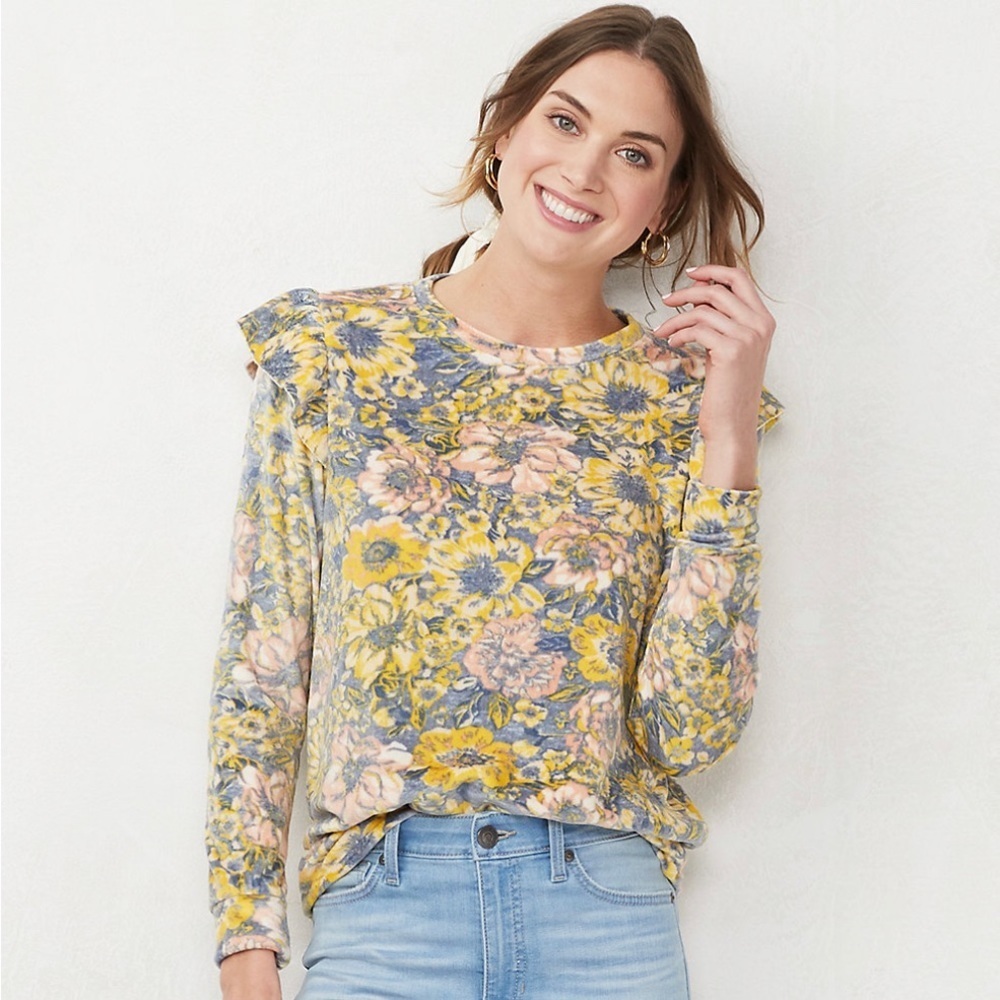 Lauren Conrad Ruffle Shoulder Sweatshirt